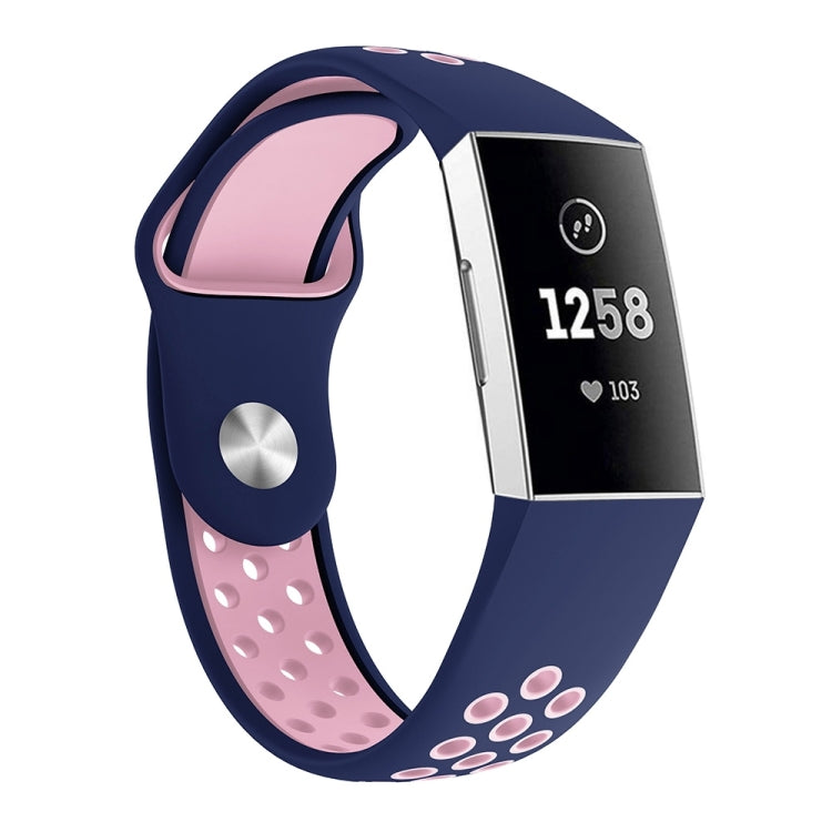 Two-color Round Hole Silicone Watch Band for Fitbit Charge 3, Watch Band Size:145-210mm — view 7