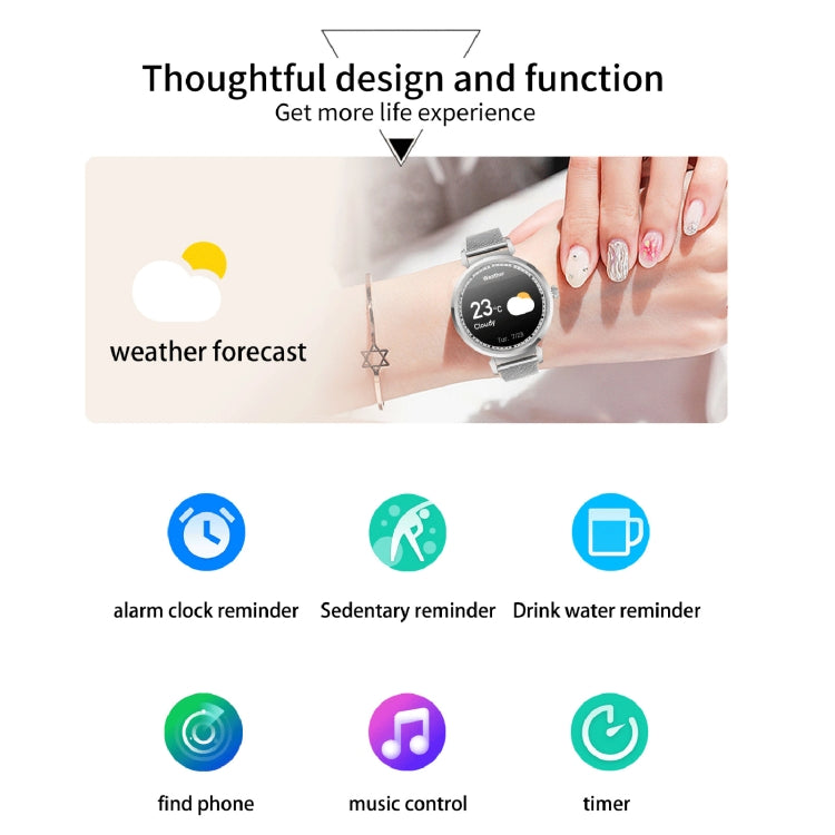 KC06 Women Menstrual Period Smart Watch Bracelet, Blood Pressure / Heart Rate Monitoring, Steel Strap