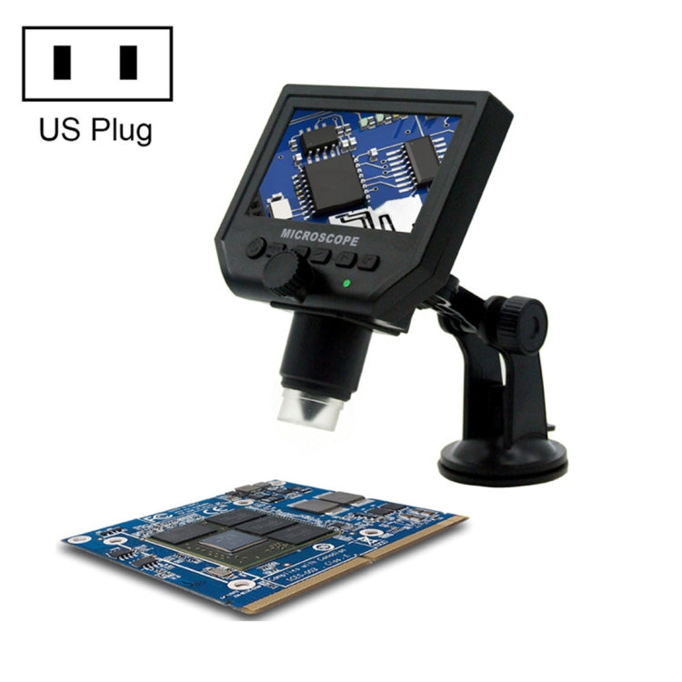 G600 600X 3.6MP 4.3 inch HD LCD Display USB Charging Portable Digital Microscope with LED Light, Support TF Card(64GB Max), AC 100-240V, US Plug