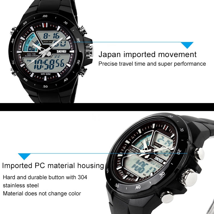 SKMEI 1016 Multifunctional Men Outdoor Sports Noctilucent Waterproof Double Digital Watch