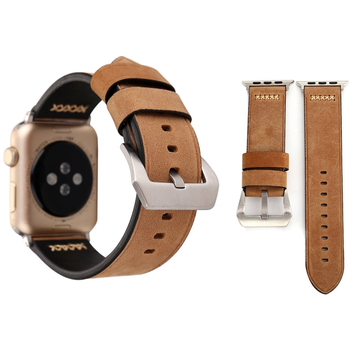 For Apple Watch Ultra 49mm&Watch Ultra 2 49mm / Series 10 46mm / 9&8&7 45mm / SE 3&SE 2&6&SE&5&4 44mm / 3&2&1 42mm Retro XX Line Pattern Genuine Leather Wrist Watch Band