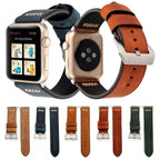 For Apple Watch Ultra 49mm&Watch Ultra 2 49mm / Series 10 46mm / 9&8&7 45mm / SE 3&SE 2&6&SE&5&4 44mm / 3&2&1 42mm Retro XX Line Pattern Genuine Leather Wrist Watch Band