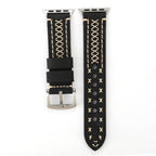 For Apple Watch Ultra 49mm&Watch Ultra 2 49mm / Series 10 46mm / 9&8&7 45mm / SE 3&SE 2&6&SE&5&4 44mm / 3&2&1 42mm Manual Line Pattern Genuine Leather Wrist Watch Band