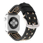 For Apple Watch Ultra 49mm&Watch Ultra 2 49mm / Series 10 46mm / 9&8&7 45mm / SE 3&SE 2&6&SE&5&4 44mm / 3&2&1 42mm Manual Line Pattern Genuine Leather Wrist Watch Band
