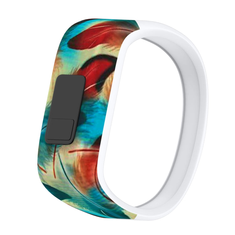 Colourful Feathers Pattern Silicone Sport Watch Band for Garmin Vivofit JR, Size: Small