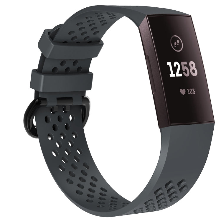 Square Hole Adjustable Sport Watch Band for FITBIT Charge 3 — Red