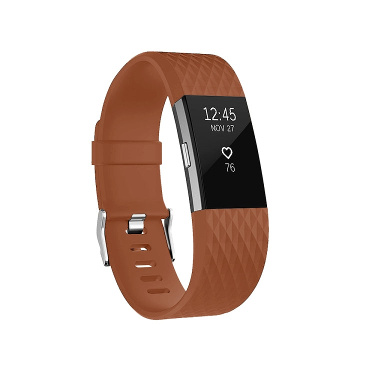 Diamond Pattern Adjustable Sport Watch Band for FITBIT Charge 2, Size: S, 10.5x8.5cm — Bright Red