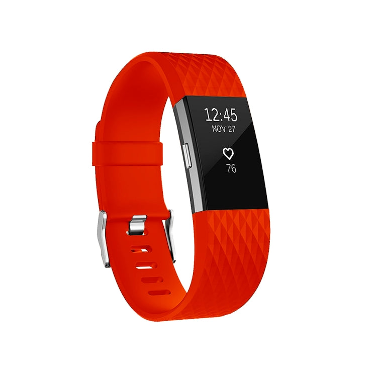 Diamond Pattern Adjustable Sport Watch Band for FITBIT Charge 2, Size: L, 12.5x8.5cm — Red