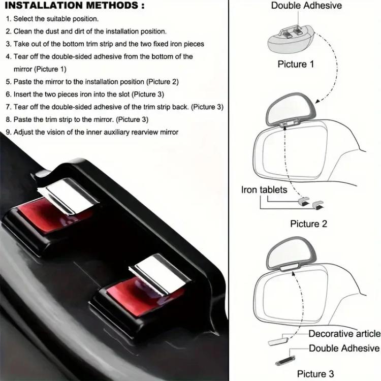3R-091 Car Blind Spot Left Rear View Wide Angle Adjustable Mirror