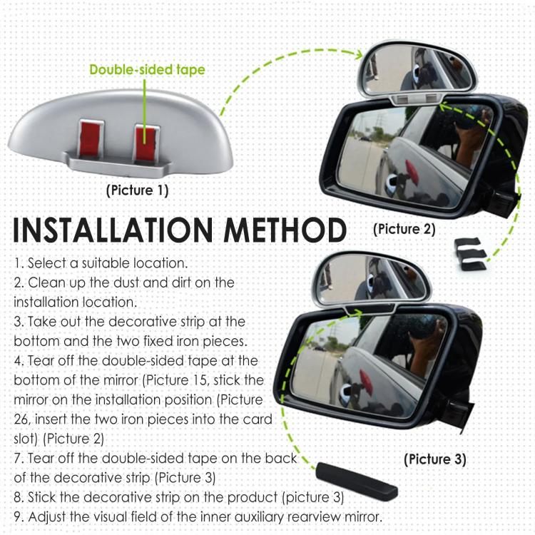 3R-091 Car Blind Spot Left Rear View Wide Angle Adjustable Mirror