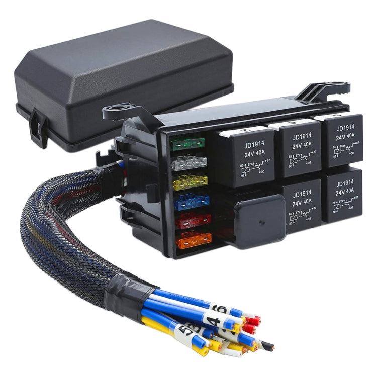 Car 6 Slots Waterproof Relay Fuse Box with Cable