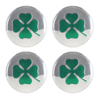 4 in 1 Car Four Leaf Clover Pattern Wheel Hub Decorative Sticker Silver, Diameter: 5.8cm