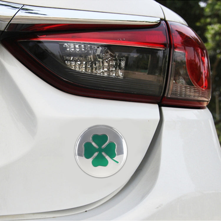 4 in 1 Car Four Leaf Clover Pattern Wheel Hub Decorative Sticker Silver, Diameter: 5.8cm