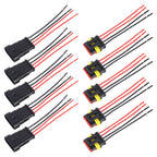 10pcs 3P Car Waterproof Plug Car Connector Plug-In, Length：10cm