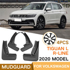 4pcs/Set Car Auto Soft Plastic Splash Flaps Fender Guard, For Volkswagen Tiguan LR-Line 2018-2020