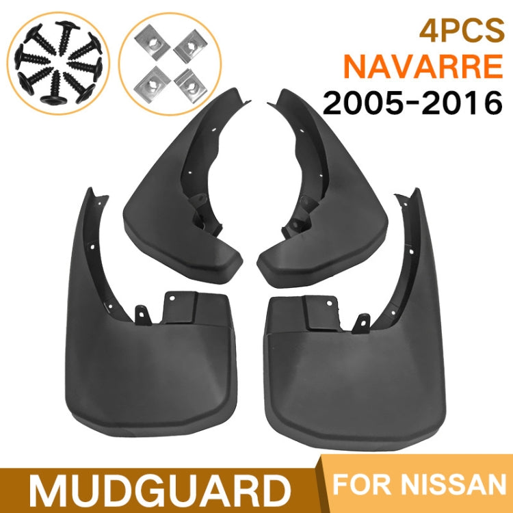 4pcs/Set Car Auto Soft Plastic Splash Flaps Fender Guard, For Nissan Frontier Navarre 2015-2016