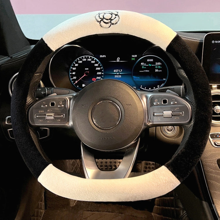 Car Universal Camellia Pattern Plush Warm Anti-skid Steering Wheel Cover, Diameter: 38cm, D Style