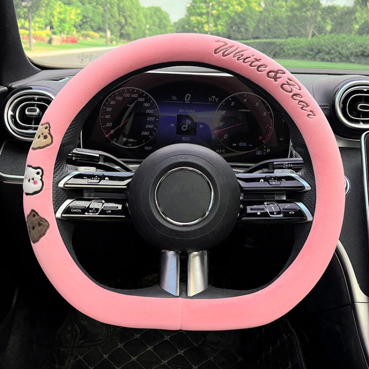 Car Universal Cartoon Pattern Plush Warm Anti-skid Steering Wheel Cover, Diameter: 38cm, D Style — D Style