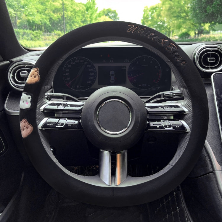 Car Universal Cartoon Pattern Plush Warm Anti-skid Steering Wheel Cover, Diameter: 38cm, Round Style