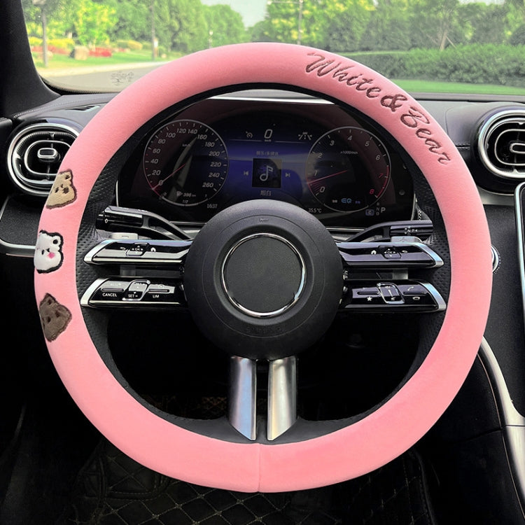 Car Universal Cartoon Pattern Plush Warm Anti-skid Steering Wheel Cover, Diameter: 38cm, Round Style — Round Style