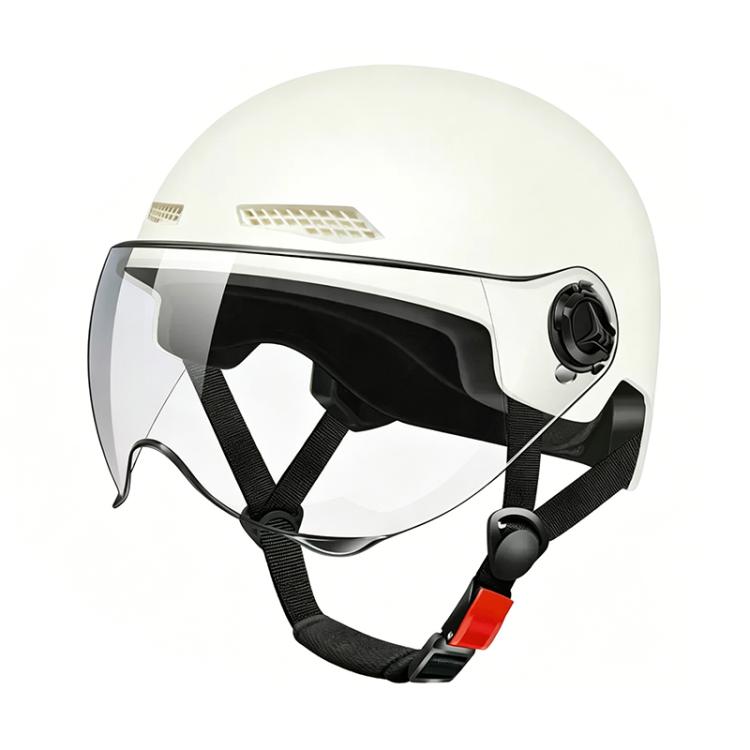 BY-1292 Unisex Motorcycle Frosted Protective Short Mirror Half Helmet — Black