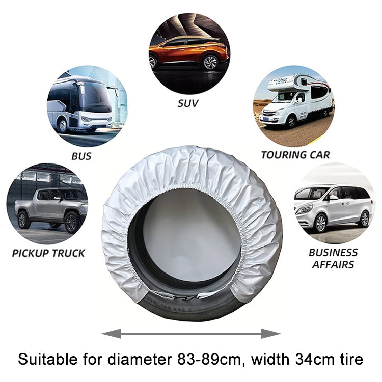 4pcs / Set Car Tire 420D Oxford Cloth Protective Cover, Diameter: 83-89cm, Width: 34cm
