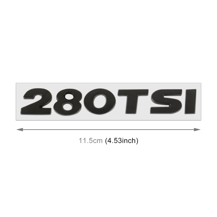 Car 280TSI Pattern 3D Metal Personalized Decorative Stickers, Size: 11.5x2.5x0.5cm — Black