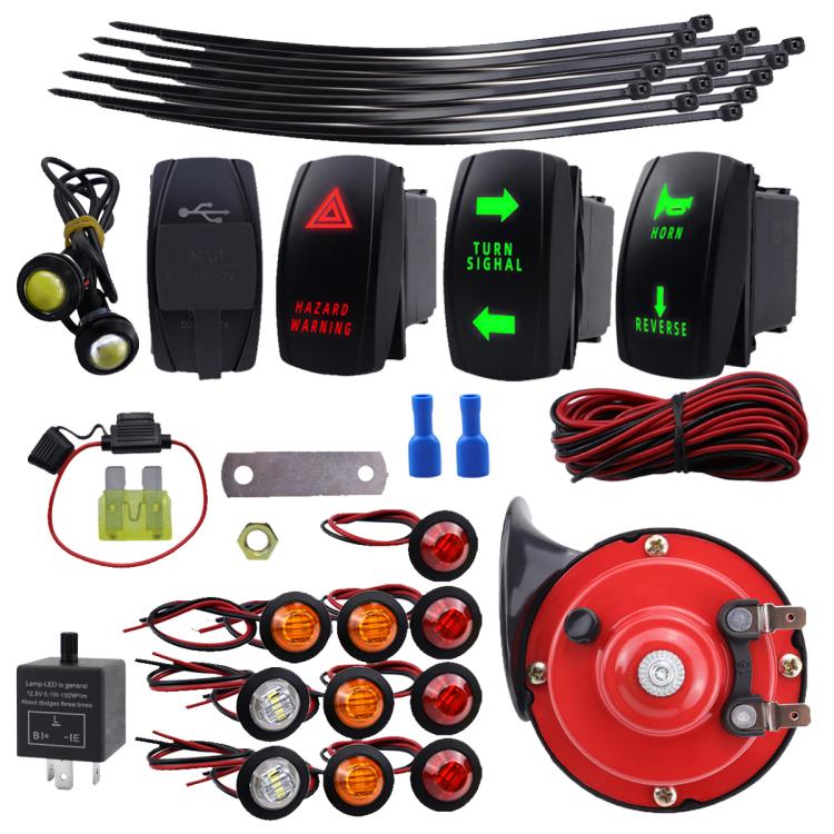 ATV UTV SXS Turn Signal Street Legal Blinker Kit Horn Wiring Harness Kit