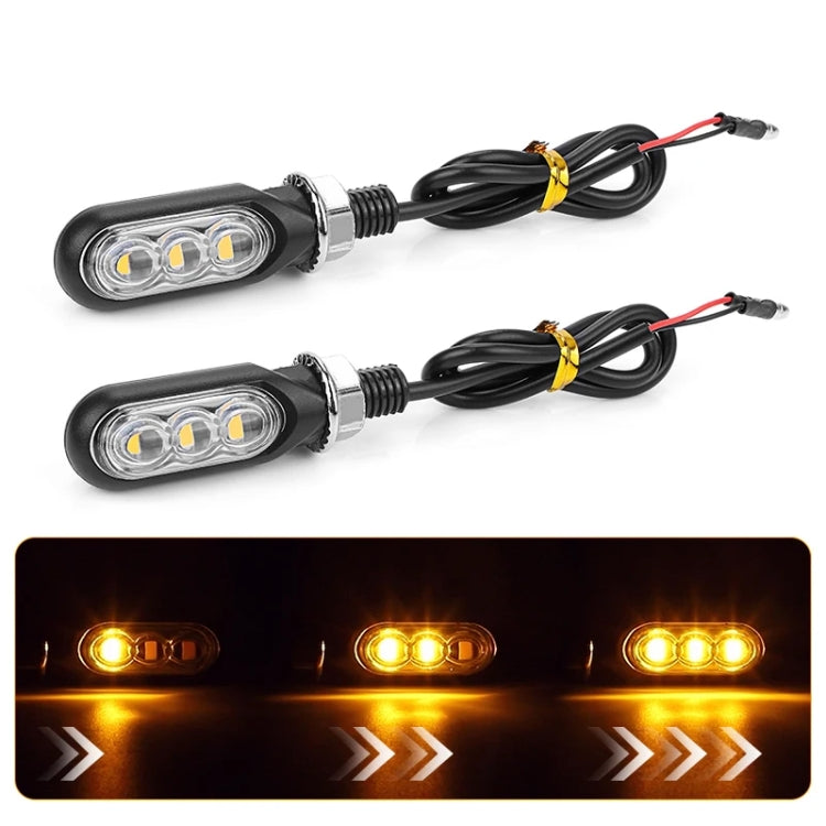2pcs 12V 3LEDs Motorcycle Mini Water Turn Signal Light — 3LEDs (Black)