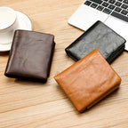 TP-191 Oil Wax Leather Multi-functional RFID Three-fold Wallet — view 5