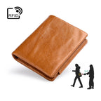 TP-191 Oil Wax Leather Multi-functional RFID Three-fold Wallet — view 6