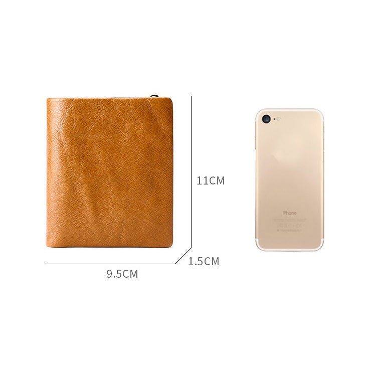 TP-191 Oil Wax Leather Multi-functional RFID Three-fold Wallet — view 7