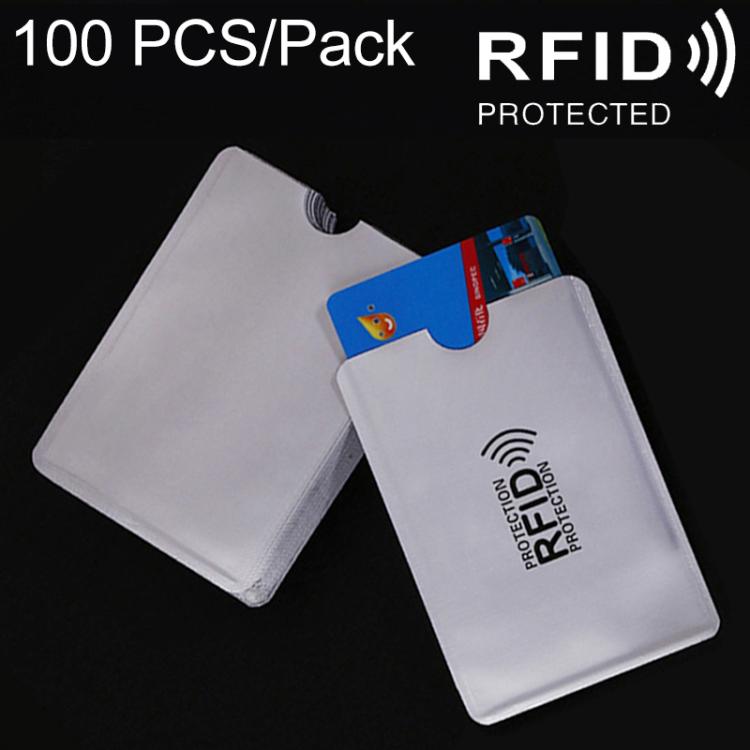 100 PCS Aluminum Foil Card Protective Cover Case RFID Blocking Safety Shield Identity Sleeves Cards Bag, Size: 9.1*6.3cm