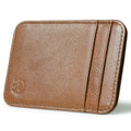 XIAO YUAN XIANG Cowhide Leather 5 Card Pocket Sleeve Wallet Coin Purse Credit Card Holder, Size: 10.6cm x 7.2cm, Random Color Delivery