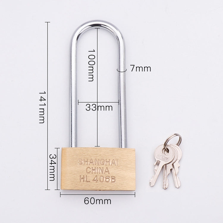 Copper Padlock Small Lock, Style: Long Lock Beam, 60mm Not Open, Long, 60mm Not Open