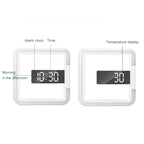 TS-S28-W Multifunctional Square RGB Thermometer Digital Alarm Clock LED Mirror Hollow Wall Clock