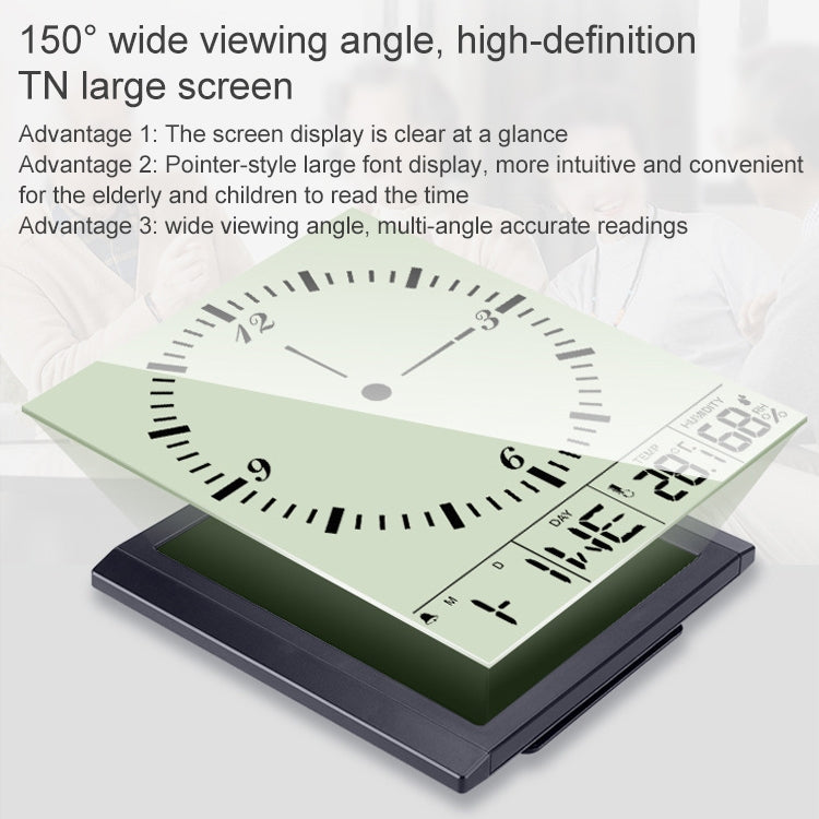 TS-8675 Multifunction Large Screen Clock Household Creative Thermometer Hygrometer