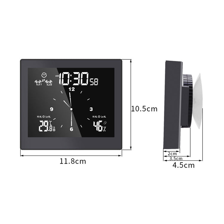 TS-WP10-W Waterproof Bathroom Wall Clock Timer Household Thermometer Hygrometer