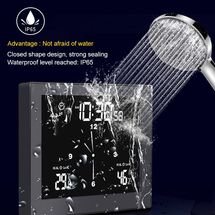 TS-WP10-W Waterproof Bathroom Wall Clock Timer Household Thermometer Hygrometer