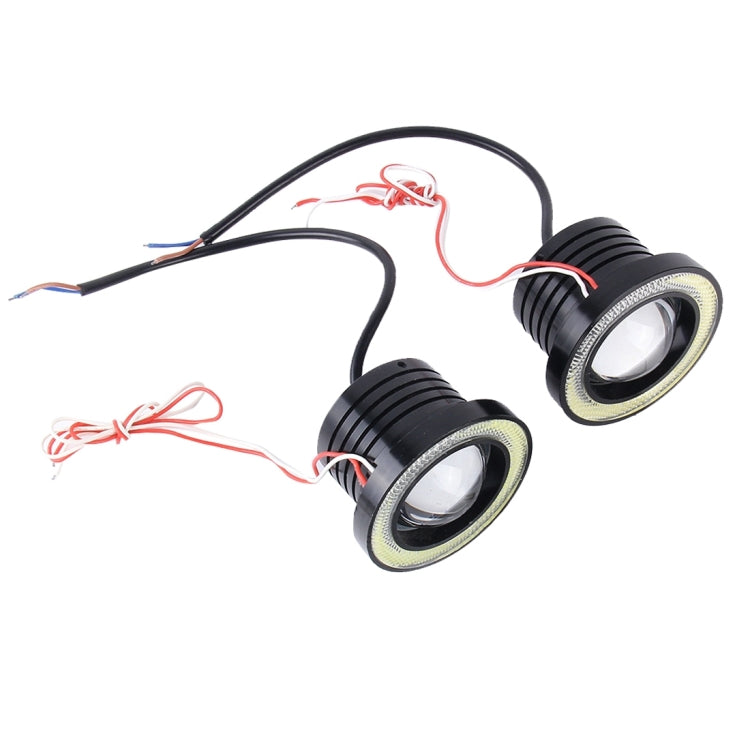 DC 12V 10W 900LM 6500K Car Angel Eyes Fog Lamp Foglight(White Light + White Light), 3.0 inch