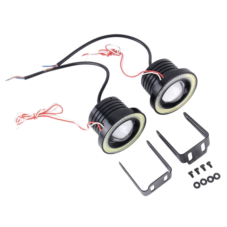 DC 12V 10W 900LM 6500K Car Angel Eyes Fog Lamp Foglight(White Light + White Light), 3.0 inch