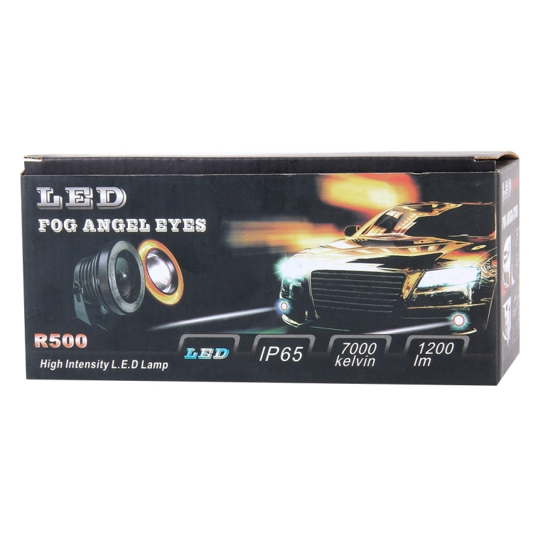 DC 12V 10W 900LM 6500K Car Angel Eyes Fog Lamp Foglight(White Light + White Light), 3.0 inch