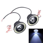 DC 12V 10W 900LM 7000K Car Angel Eyes Fog Lamp Foglight(White Light + White Light), 3.5 inch