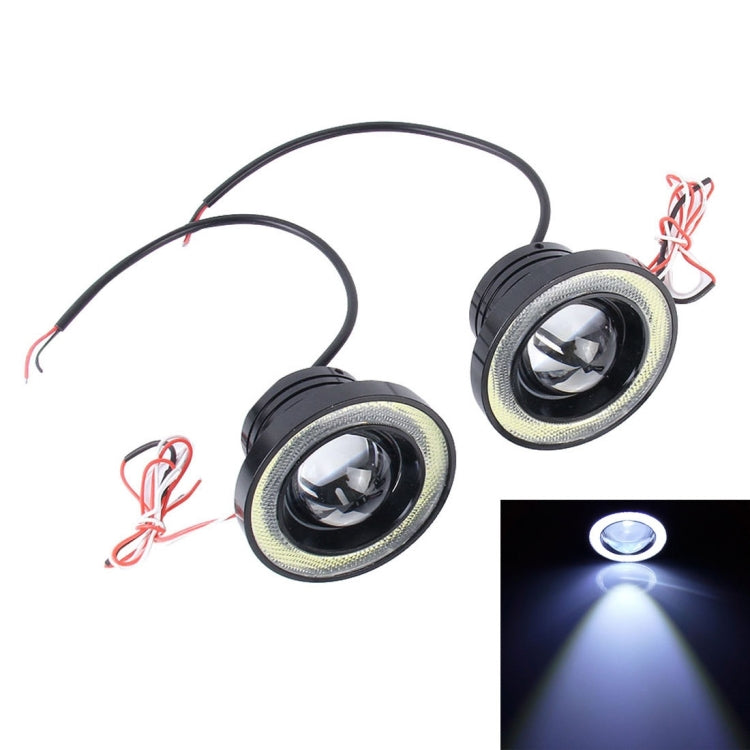 DC 12V 10W 900LM 7000K Car Angel Eyes Fog Lamp Foglight(White Light + White Light), 3.5 inch