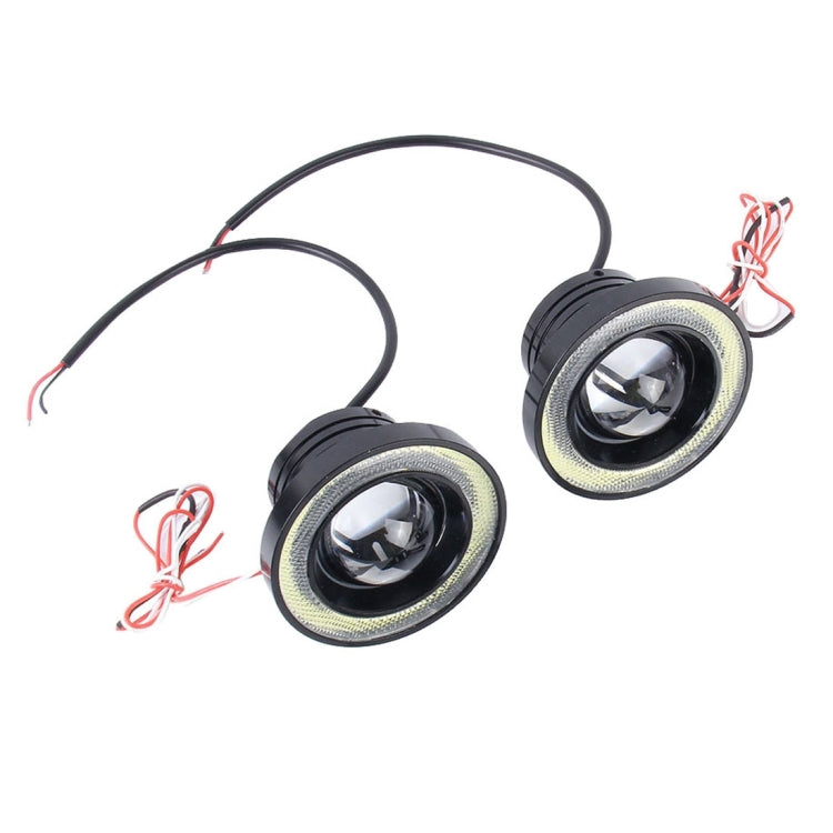 DC 12V 10W 900LM 7000K Car Angel Eyes Fog Lamp Foglight(White Light + White Light), 3.5 inch