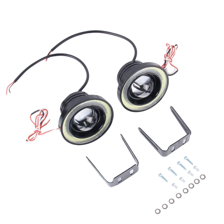 DC 12V 10W 900LM 7000K Car Angel Eyes Fog Lamp Foglight(White Light + White Light), 3.5 inch