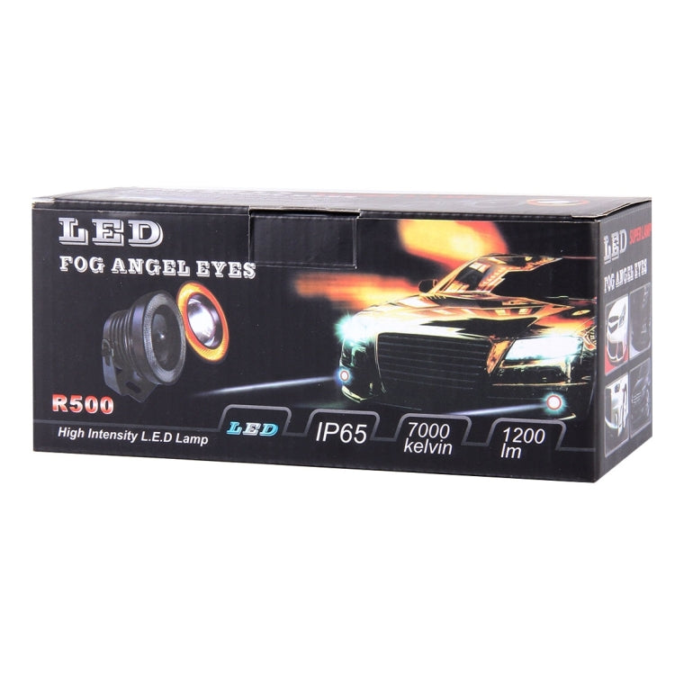 DC 12V 10W 900LM 7000K Car Angel Eyes Fog Lamp Foglight(White Light + White Light), 3.5 inch