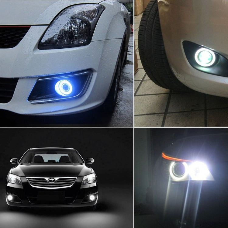 DC 12V 10W 900LM 7000K Car Angel Eyes Fog Lamp Foglight(White Light + White Light), 3.5 inch