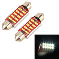 2 PCS DC 12V 2W 41MM 4014 Bicuspid Port No Decoding Car Dome Lamp LED Reading Light with 10 LED Lights