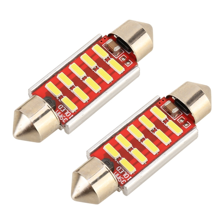 2 PCS DC 12V 2W 41MM 4014 Bicuspid Port No Decoding Car Dome Lamp LED Reading Light with 10 LED Lights
